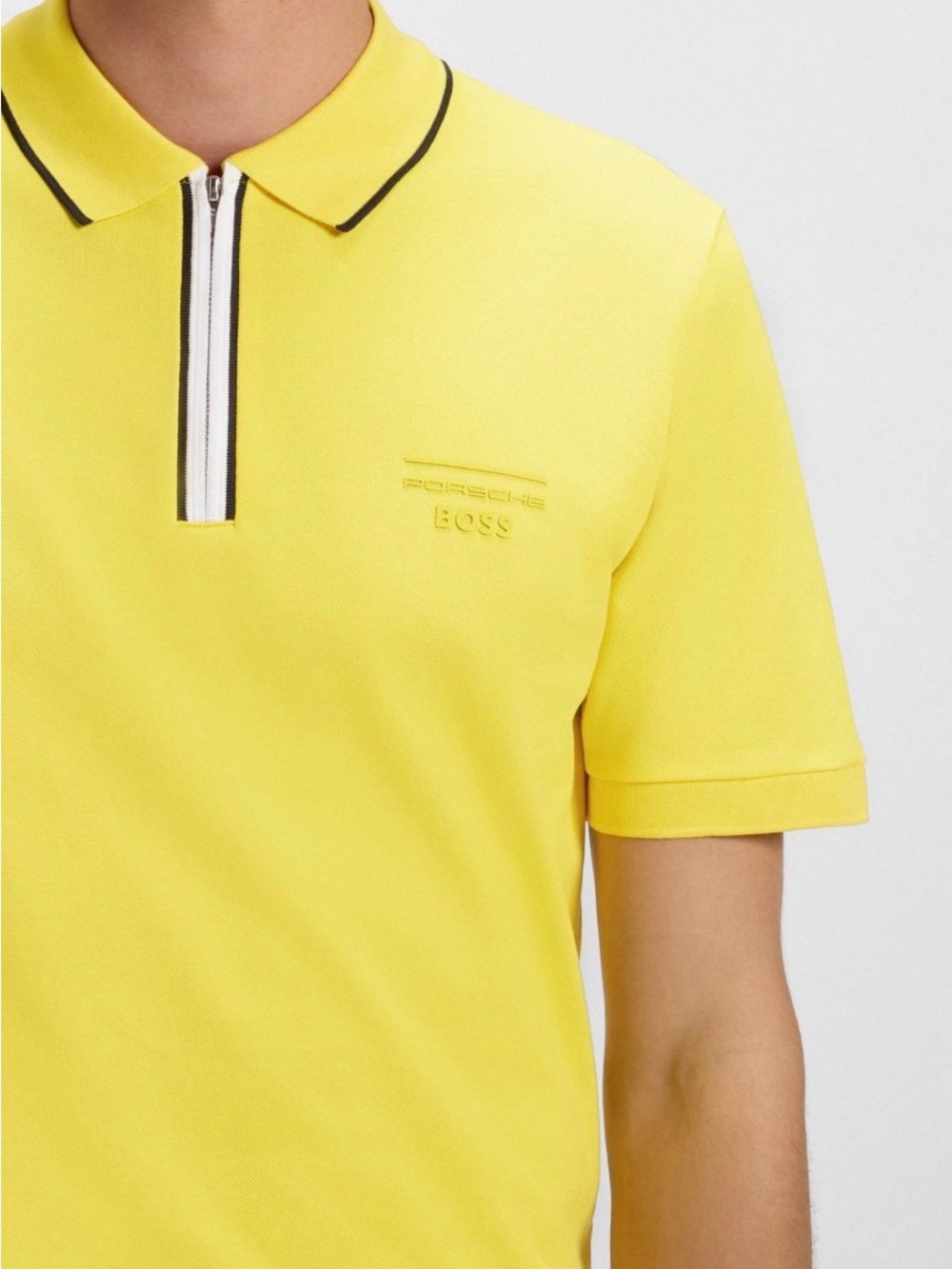 Hugo Boss X Porsche Limited Edition Men Yellow 1/4 Zip Polo Shirt XXXL 3XL (2Xl)